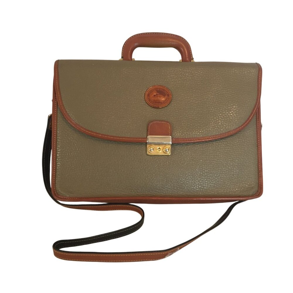 VTG Dooney & Bourke Womens Olive Green All-Weather Leather Messenger Bag